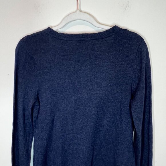 Eddie‎ Bauer Sweater S Lambswool Blend Blue Ruffled Womens Popover Size Small - Picture 4 of 8